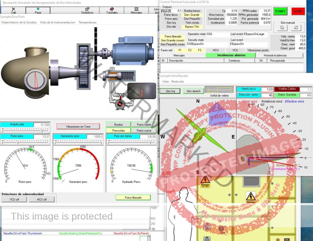 Sinopticos del Simulador de Aerogenerador con control por Active Stall